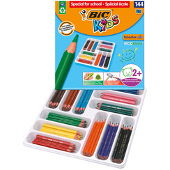 Kleurpotloden BicKids Evolution ecolutions assorti schoolbox Ã  144 stuks