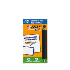 Whiteboardpotlood BicKids Multi Surface blauw doos Ã  12 stuks