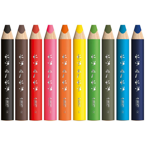 Bickids Kleurpotloden Bickids Multi Surface Class incl 2 puntenslijpers assorti 10 kleuren pak à 40 stuks