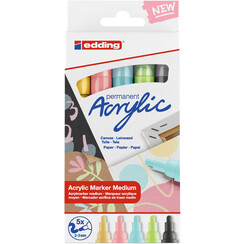 Acrylmarker edding e-5100 medium pastel assorti set Ã  5 stuks