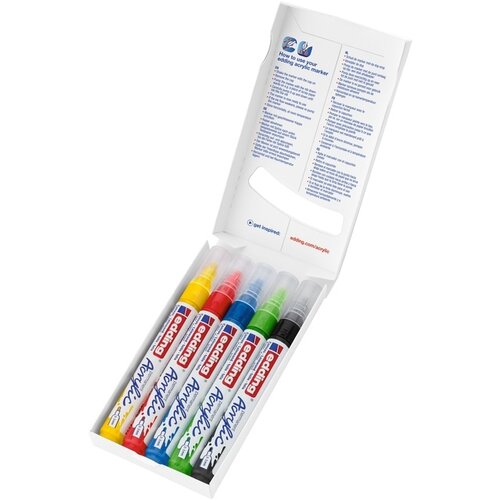 edding Acrylmarker edding e-5100 medium basis assorti set à 5 stuks