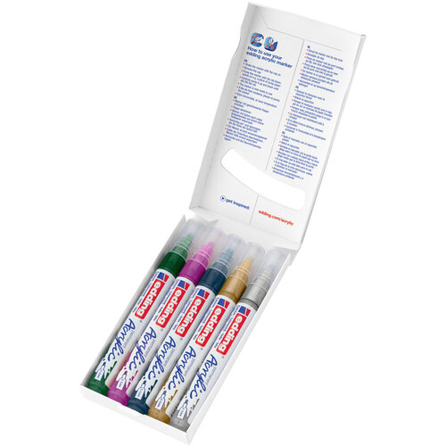 edding Acrylmarker edding e-5100 medium metallic assorti set à 5 stuks
