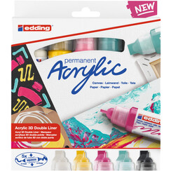 Marqueur acrylique 3D edding e-5400 double pointe Medium set 5 couleurs basiques
