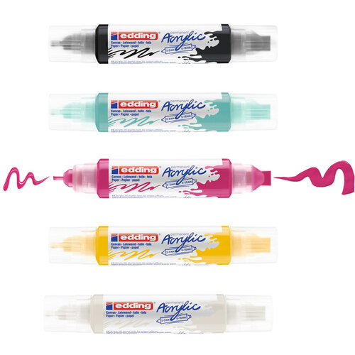 edding Acrylmarker edding e-5400 3D double liner medium basis assorti set à 5 stuks