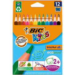 Kleurpotloden BicKids Evolution ecolutions triangle assorti etui Ã  12 stuk