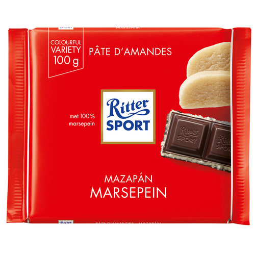 Ritter Sport Chocolade Ritter Sport puur-marsepein 100gr