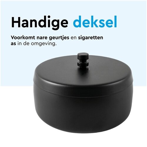 Asbak BRASQ tafelmodel 1 liter met deksel AT700 zwart