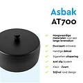 Asbak BRASQ tafelmodel 1 liter met deksel AT700 zwart
