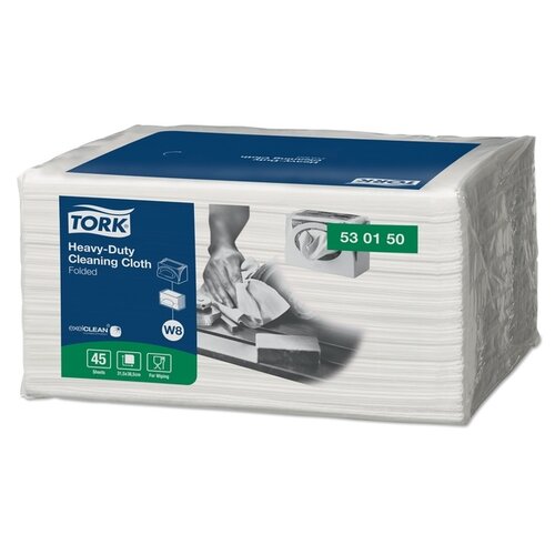 Tork Chiffon de nettoyage Tork Premium Heavy-Duty W8 530150 1 épaisseur 45 feuilles blanc