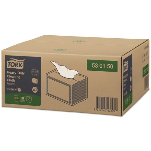 Tork Reinigingsdoek Tork W8 Premium Heavy-Duty 1-laags 45 vel wit 530150