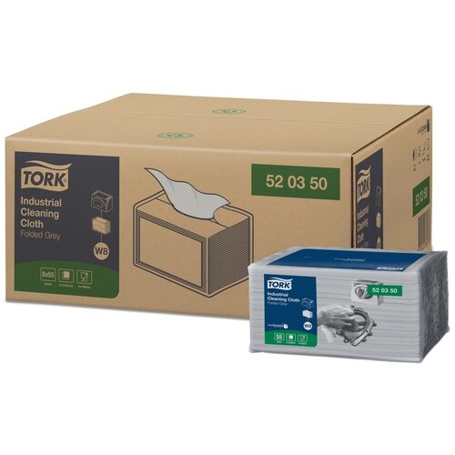 Tork Reinigingsdoek Tork W8 Premium Industrial 1-laags 55 vel grijs 520350