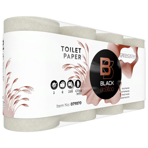 BlackSatino Toiletpapier BlackSatino GreenGrow CT10 3-laags 8x250vel naturel 079870
