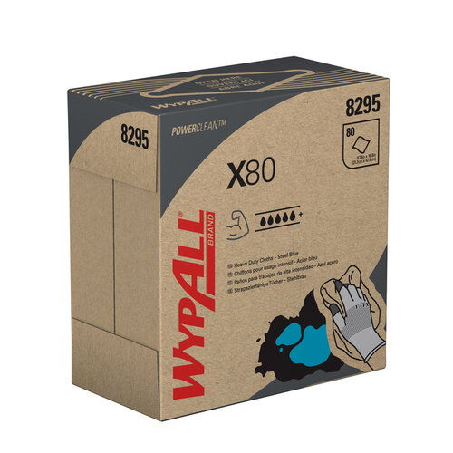 WypAll Poetsdoek WypAll X80 Powerclean 426x212mm 80vel pop-up blauw 8295