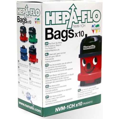 Numatic Sac aspirateur Numatic Hepa Flo NVM-1CH microfibre 10 pièces