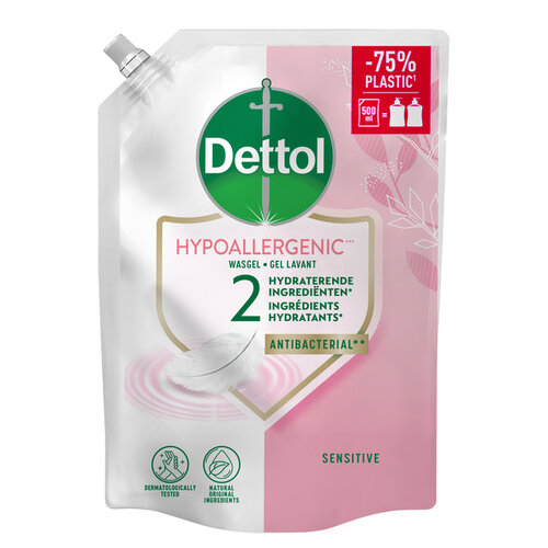 DETTOL Savon mains Dettol Sensitive antibactérien 500ml recharge