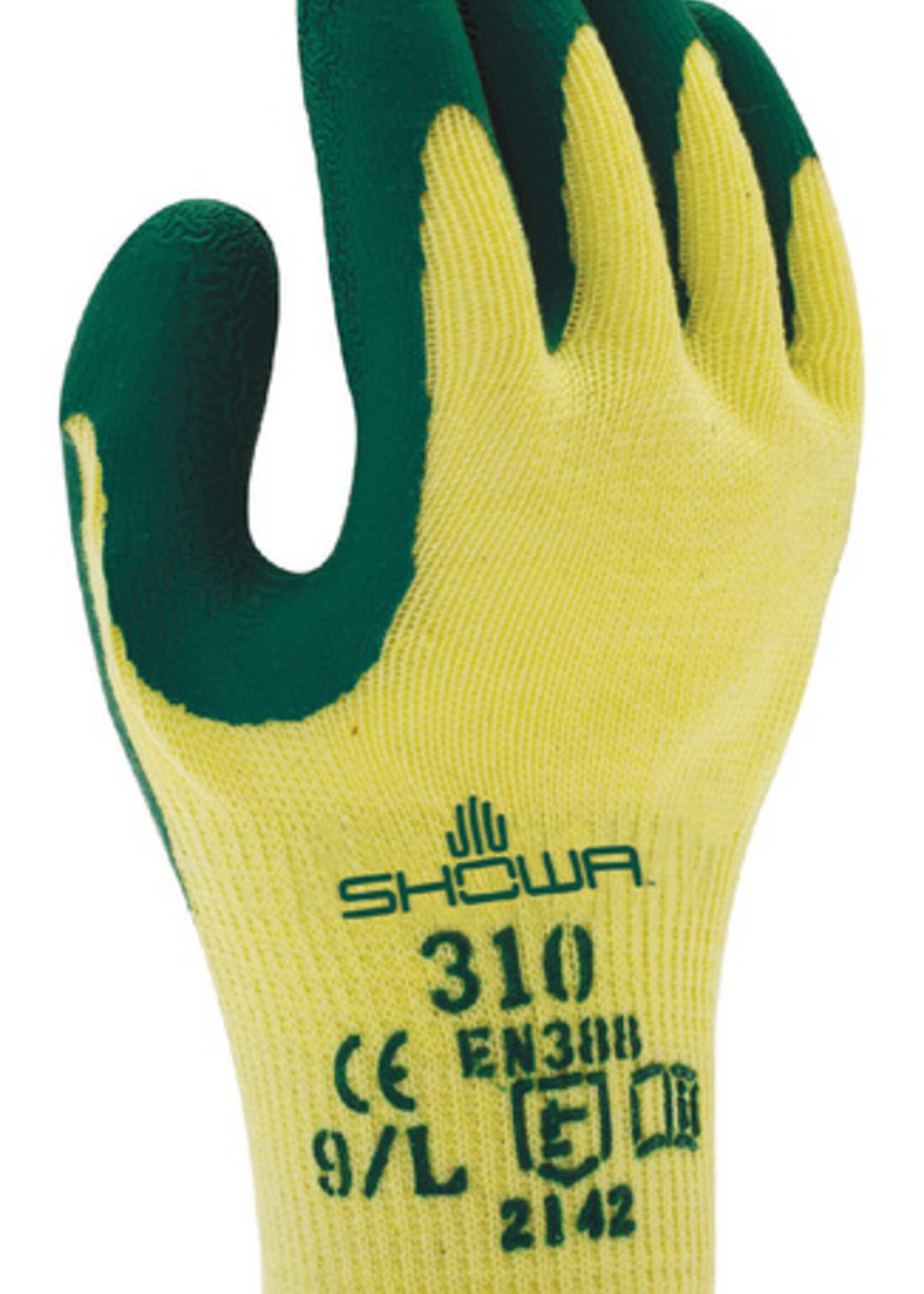 Showa Handschoen Showa 310 grip latex M groen/geel
