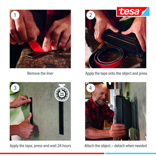 Tesa Bande auto-agrippante tesa Ultra Power Lock 50x25mm 2 bandes noir