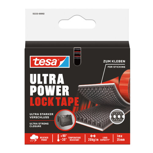 Tesa Klittenband tesa Ultra Power Lock Tape 100cmx25mm zwart