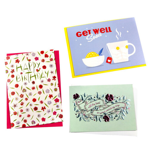 Paperclip Wenskaart Paperclip navulset Engels 6 kaarten assorti