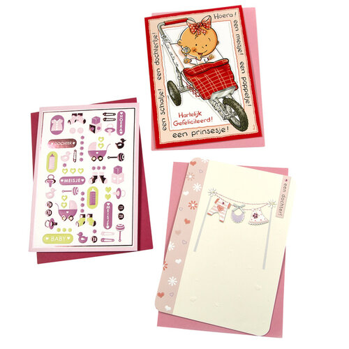 Paperclip Carte de voeux Paperclip set recharge naissance flle 6 cartes