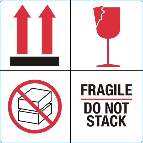 IEZZY Waarschuwingsetiket IEZZY fragile do not stack 100mmx100mm 1000 stuks