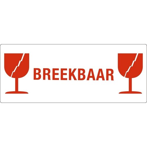 IEZZY Waarschuwingsetiket IEZZY glas breekbaar 150mmx60mm 500 stuks