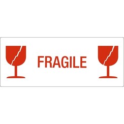 Etiquette d'avertissement IEZZY Verre/Fragile 150x60mm 500 pièces