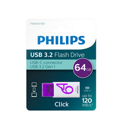 Clé USB Philips Click USB-C 64Go Magic Purple