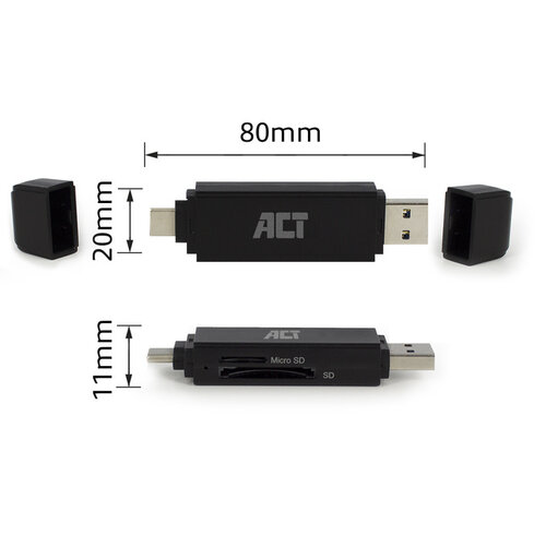 ACT Lecteur de cartes ACT USB-C/USB-A 3.0