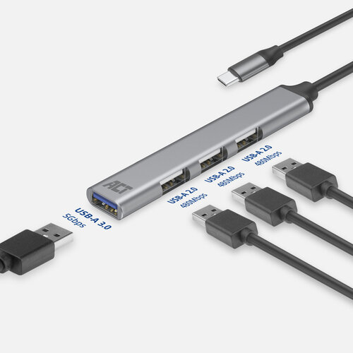 ACT Hub ACT USB-C 3x USB-A 2.0 et 1x USB-A 3.0