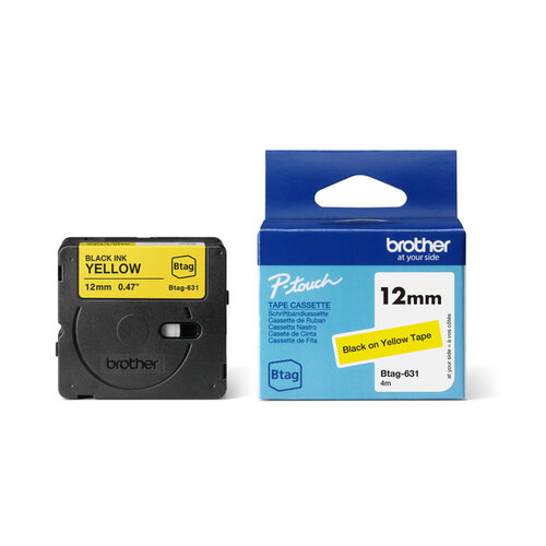Brother Labeltape Brother P-touch Btag-631 standaard 12mm zwart op geel