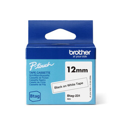 Ruban étiquettes Brother P-touch Btag-231 standard 12mm noir sur blanc