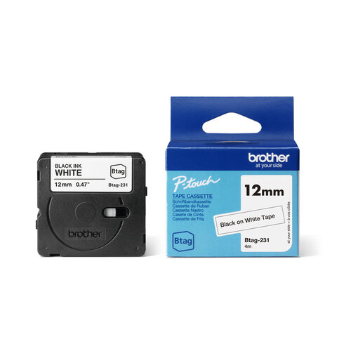 Brother Ruban étiquettes Brother P-touch Btag-231 standard 12mm noir sur blanc