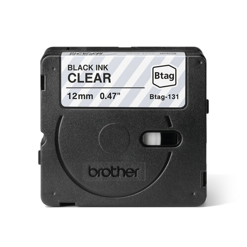 Brother Labeltape Brother P-touch Btag-131 standaard 12mm zwart op transparant