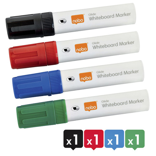 Nobo Marqueur tableau blanc Nobo Glide biseau 10mm assorti 4 pièces