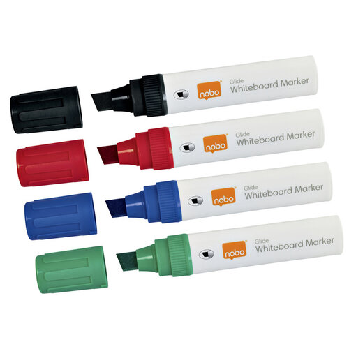 Nobo Whiteboardmarker Nobo Glide schuin assorti 10mm 4stuks