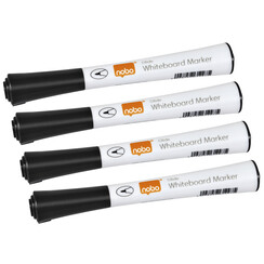 Whiteboardmarker Nobo Glide fijn zwart 1mm 4stuks