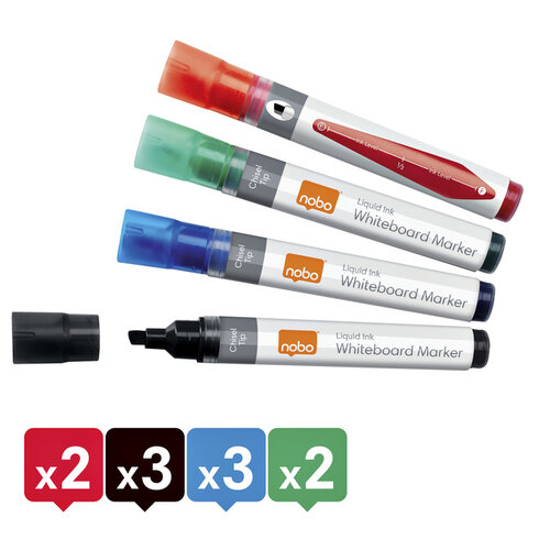Nobo Marqueur tableau blanc Nobo Liquid Ink biseau 4mm assorti 10 pièces