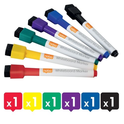 Nobo Whiteboardmarker Nobo mini assorti 6 stuks