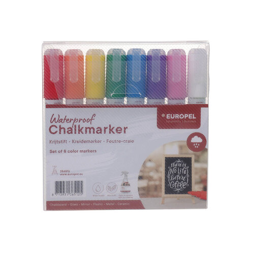 Europel Krijtstift Europel watervast 3-6mm assorti etui 8 stuks