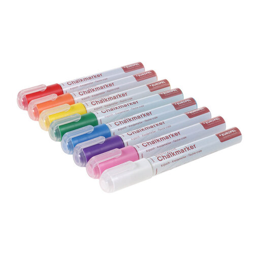 Europel Krijtstift Europel watervast 3-6mm assorti etui 8 stuks