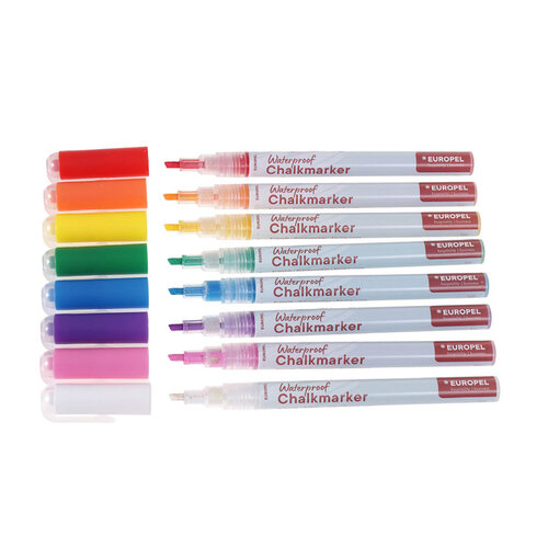Europel Krijtstift Europel watervast 1-3mm assorti etui 8 stuks