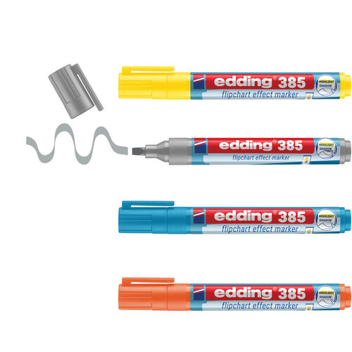 edding Viltstift edding 385 flipover penseelpunt assorti 4 stuks