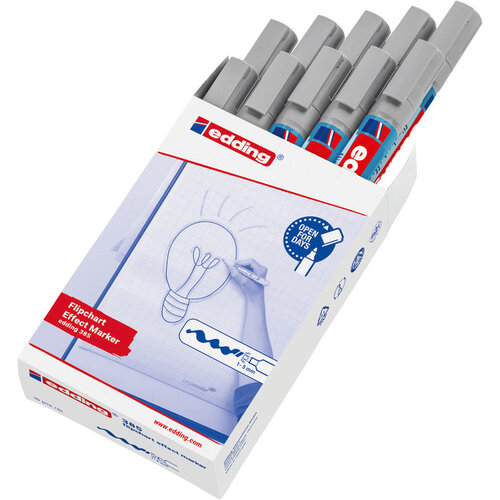 edding Marqueur chevalet edding 385 pointe pinceau gris argenté