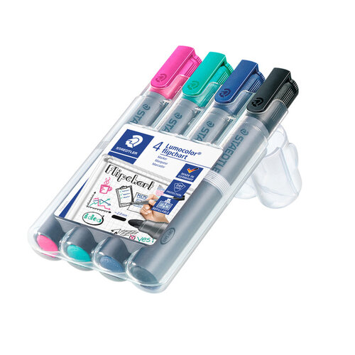 Staedtler Viltstift Staedtler 356 voor flipover rond 2mm set à 4 stuks assorti