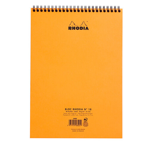 Rhodia Bloc Rhodia A4 ligné 160 pages 80g spirale orange