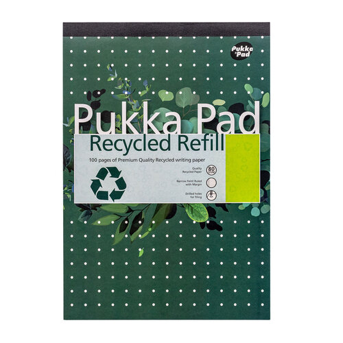 Pukka Pad Bloc-notes Pukka Pad Recycled A4 ligné 4 perforations 100 feuilles 80g