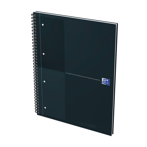 Oxford Cahier à spirale Oxford International Notebook A4+ ligné noir