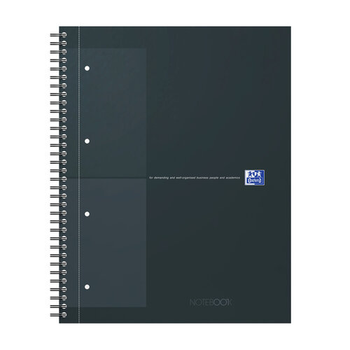 Oxford Cahier à spirale Oxford International Notebook A4+ carreau 5x5mm noir