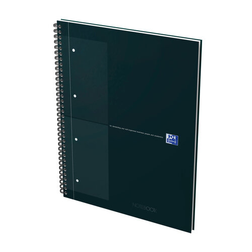 Oxford Cahier à spirale Oxford International Notebook A4+ carreau 5x5mm noir